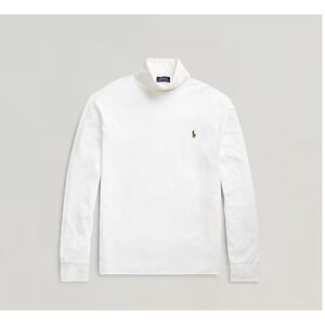 Polo Ralph Lauren Men's Large White Solid Soft Cotton Turtleneck Pullover Shirt